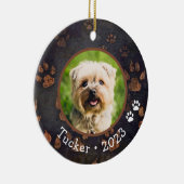 カスタムペット写真名年陶磁オーナメント セラミックオーナメント (右)