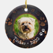 カスタムペット写真名年陶磁オーナメント セラミックオーナメント (裏面)