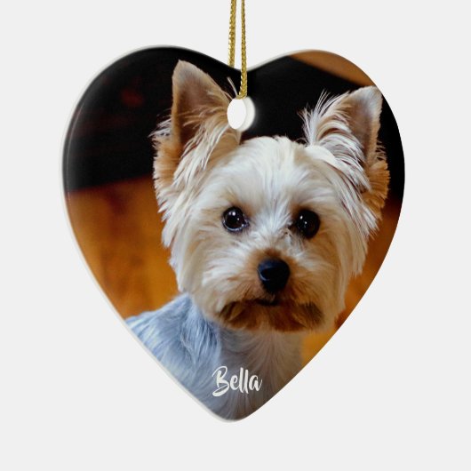 カスタムペット写真名手書きスクリプト セラミックオーナメント (右)