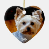 カスタムペット写真名手書きスクリプト セラミックオーナメント (裏面)