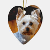 カスタムペット写真名手書きスクリプト セラミックオーナメント (左)