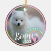 カスタムペット写真名虹セラミックオーナメント セラミックオーナメント (正面)