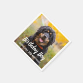 カスタムペット写真子犬バースデーパーティー スタンダードカクテルナプキン (角)