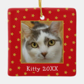 カスタムペット写真文字クリスマス セラミックオーナメント (正面)