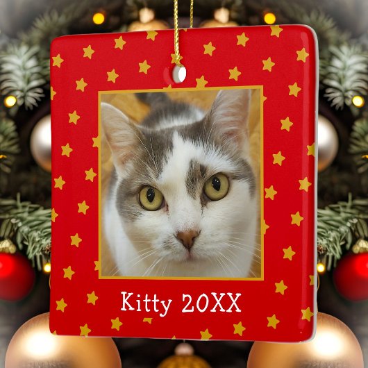 カスタムペット写真文字クリスマス セラミックオーナメント