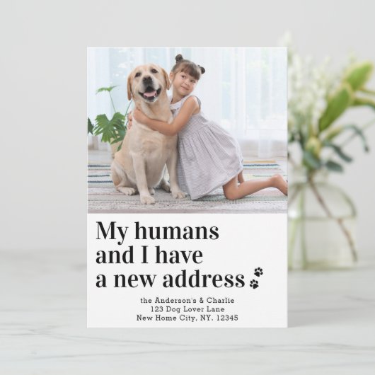 カスタムペット写真新しい住所ファミリードッグ移動 案内状 (スタンド正面)