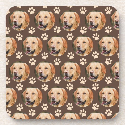 カスタムペット写真柄ドッグブラウン コースター (正面)