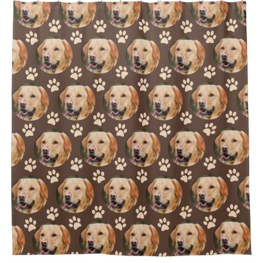 カスタムペット写真柄ドッグブラウン シャワーカーテン (正面)