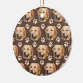 カスタムペット写真柄ドッグブラウン セラミックオーナメント (左)
