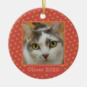 カスタムペット写真記念クリスマス セラミックオーナメント (正面)
