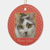カスタムペット写真記念クリスマス セラミックオーナメント (左)