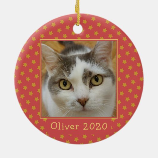 カスタムペット写真記念クリスマス セラミックオーナメント (裏面)