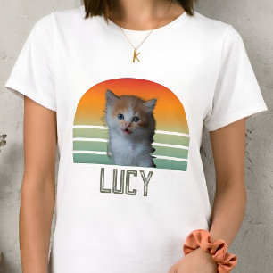 カスタムペット写真 名前入り 猫 パーソナライズド ギフト Tシャツ