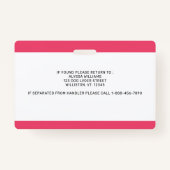 カスタムペット写真ID感情支援犬 バッジ (裏面)