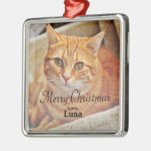 カスタムペット名クリスマスホリデーフォト メタルオーナメント (左)