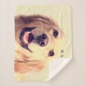 カスタムペット名タイポグラフィと写真 シェルパブランケット (正面)