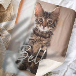 カスタムペット名タイポグラフィと写真 シェルパブランケット