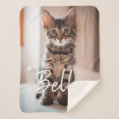 カスタムペット名タイポグラフィと写真 シェルパブランケット (正面)