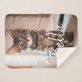 カスタムペット名タイポグラフィと写真 シェルパブランケット (正面(横))