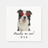 カスタムペット愛犬や猫写真おもしろい結婚の スタンダードカクテルナプキン (正面)