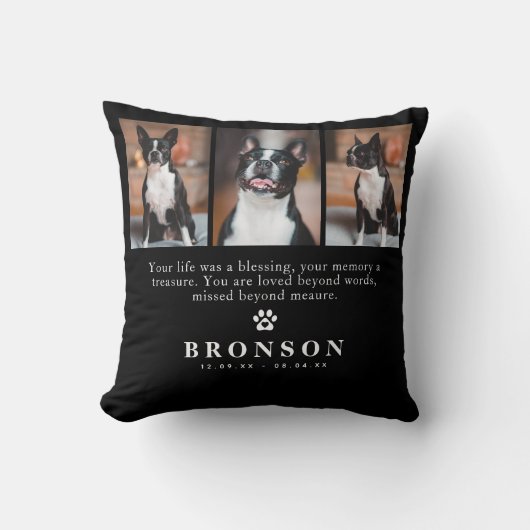 カスタムペット損失記念引用文&フォトコラージュ クッション (正面)