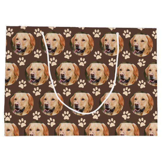 カスタムペット柄の犬 ラージペーパーバッグ (裏面)