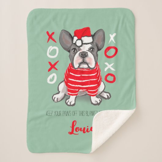 カスタムペット毛布のフランスのブルドッグギフト シェルパブランケット (正面)
