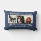 カスタムペット水彩青クリスマス ランバークッション (裏面)