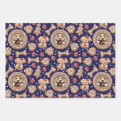 カスタムペット犬の写真とジンジャーブレッドCookieの休日 ラッピングペーパーシート (正面)