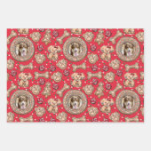 カスタムペット犬の写真とジンジャーブレッドCookieの休日 ラッピングペーパーシート (正面2)