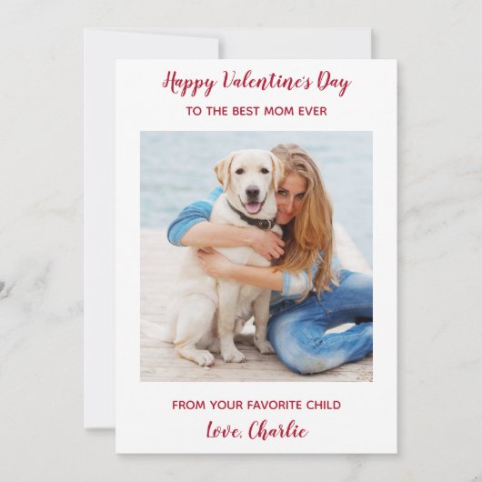 カスタムペット犬の写真最高のお母さんバレンタインデー シーズンカード (正面)