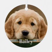 カスタムペット犬の愛人のモダン姿シンプル見 メタルオーナメント (正面)