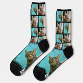 カスタムペット猫フォトコラージュ写真 ソックス (左)