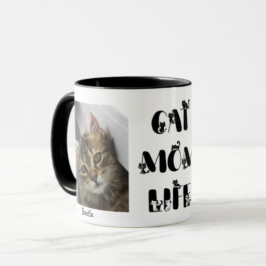 カスタムペット猫ママ人生かわいい母の日 マグカップ (正面左)