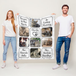 カスタムペット猫メモリアル7 Photo Marble Your Text フリースブランケット