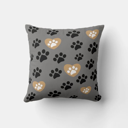 カスタムペット用フルフォト枕 | Paw印刷とハート クッション (裏面)