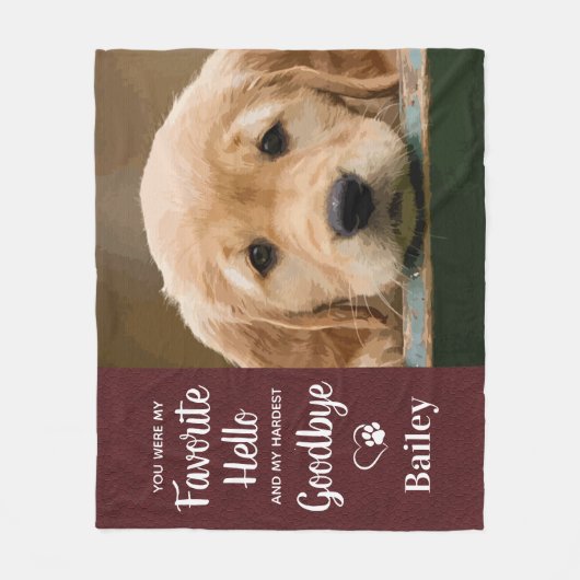 カスタムペット記念お気に入りのハローソーブドッグ写真 フリースブランケット (正面)