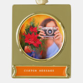 カスタムペット記念オーナメント-金ゴールド写真記念 ゴールドプレートバナーオーナメント (正面)