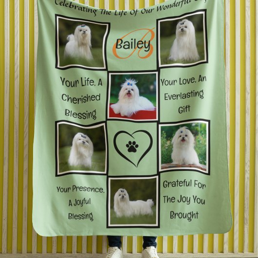 カスタムペット記念パーソナライズされたコラージュ フリースブランケット
