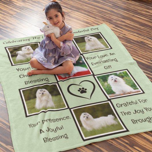 カスタムペット記念パーソナライズされたコラージュ フリースブランケット