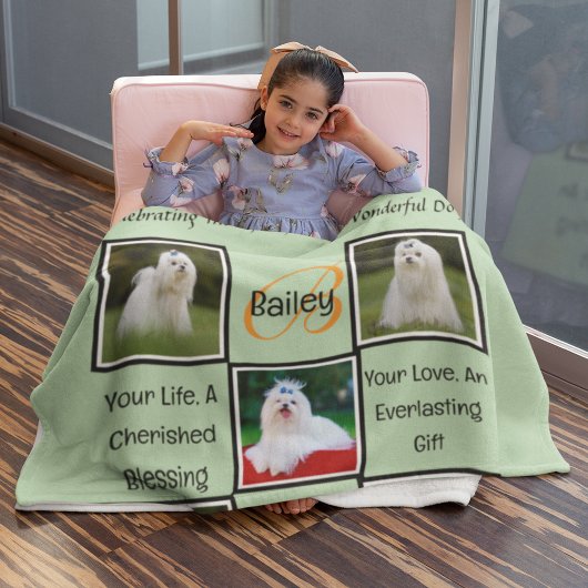カスタムペット記念パーソナライズされたコラージュ フリースブランケット