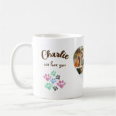 カスタムペット記念パーソナライズされた写真と引用文 コーヒーマグカップ (左)