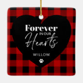 カスタムペット記念写真バッファロープレイド セラミックオーナメント (裏面)