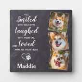 カスタムペット記念悔やみや弔慰ペットロス3犬写真 フォトプラーク (正面)