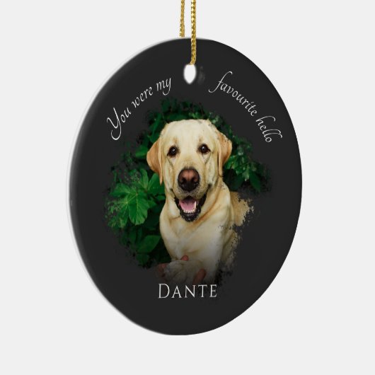 カスタムペット記念撮影グレー セラミックオーナメント (右)