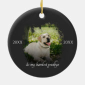 カスタムペット記念撮影グレー セラミックオーナメント (裏面)