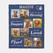 カスタムペット追悼8フォトコラージュ フリースブランケット (正面)