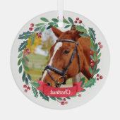 カスタムペット馬フォトウォーターカラーリースクリスマス ガラスオーナメント (裏面)