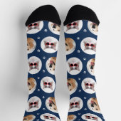 カスタムペット2フォトネイビーブルーポープリント ソックス (上部)