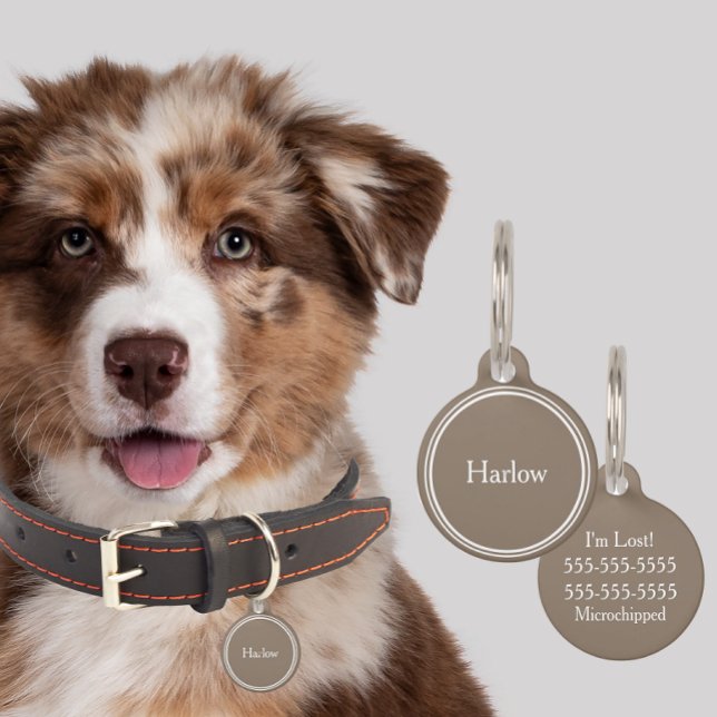 カスタムペットID名パーソナライズされたタグ – Tan ペット　ネームタグ (Custom Pet Name ID Tag Phone Number - Size not to scale see product  details for more information.)